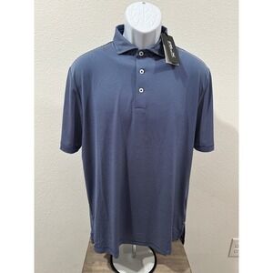 RLX Ralph Lauren Mens Blue White Striped Performance Golf Polo Shirt Size M NWT